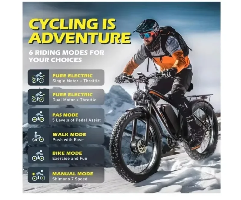 2024 New Electric Bike for Adult 2000W Peak 2500W Dual Motor Ebikes 23Ah 35MPH Fastest Ebike 26x4.0 Fat Tire All Terrain Electri
